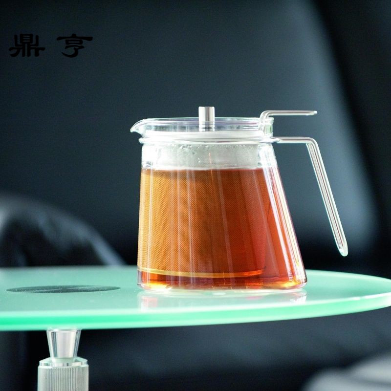 鼎亨可加热茶具不锈钢手柄茶壶茶杯 德国进口m无铅耐热玻璃