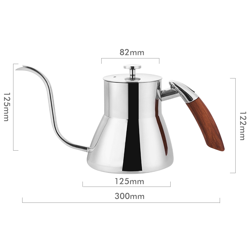 爵士手冲壶850ml(不锈钢色)|手冲咖啡壶家用小型迷你细口壶304不锈钢挂耳长嘴手冲壶套装美式