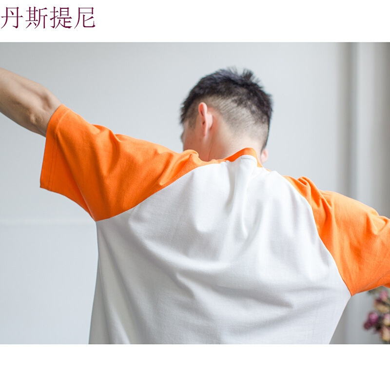 |两色肩袖撞色插肩袖T恤