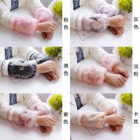 韩版成人袖套女蕾丝刺绣羽绒服短款学生防污可爱护袖双层网纱套袖 颜色随机1双