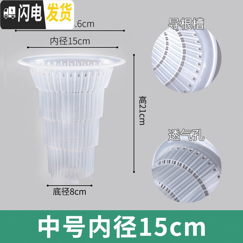 三维工匠透明兰花专用盆高透气双层控根塑料超紫砂陶瓷沥水罩兰花盆 口径15cm透明兰花内盆【透气孔】 中等