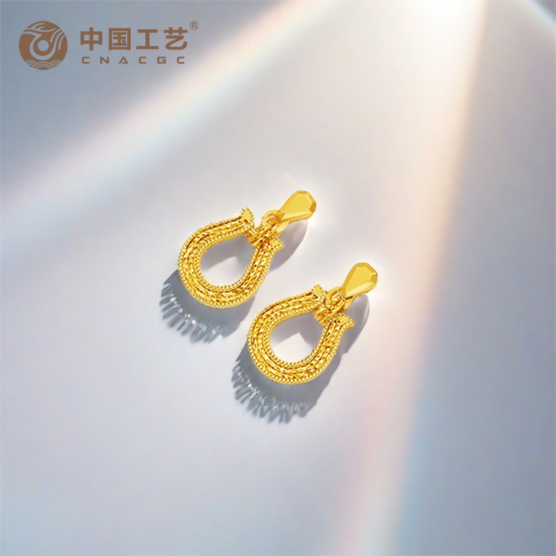 [七夕精选]足金999 5G蛇年马蹄套装 耳饰