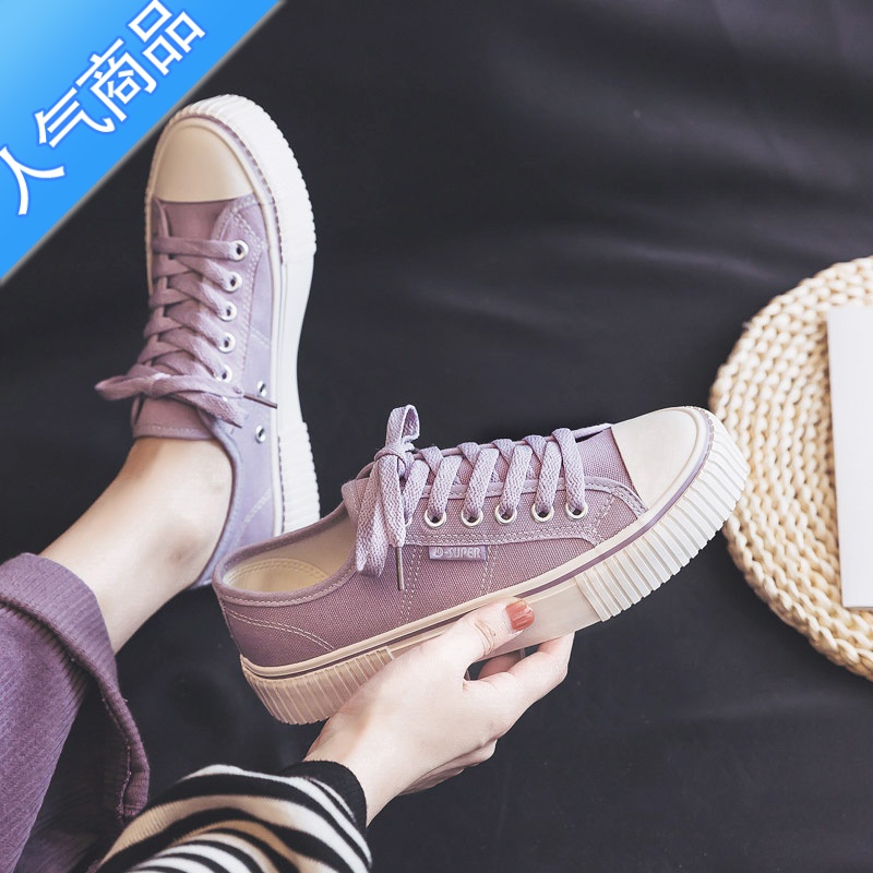 SUNTEK夏天帆布鞋小白鞋女鞋2023新款春秋网红不累脚百搭球鞋板鞋子高清大图