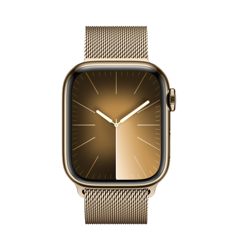 2023年新款applewatchseries9智能手表gps蜂窝版45mm金色不锈钢表壳