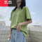 YIBUSHENG黑色纯色t恤女短袖半袖棉质韩版大码2021季宽松白体恤ins打底衫