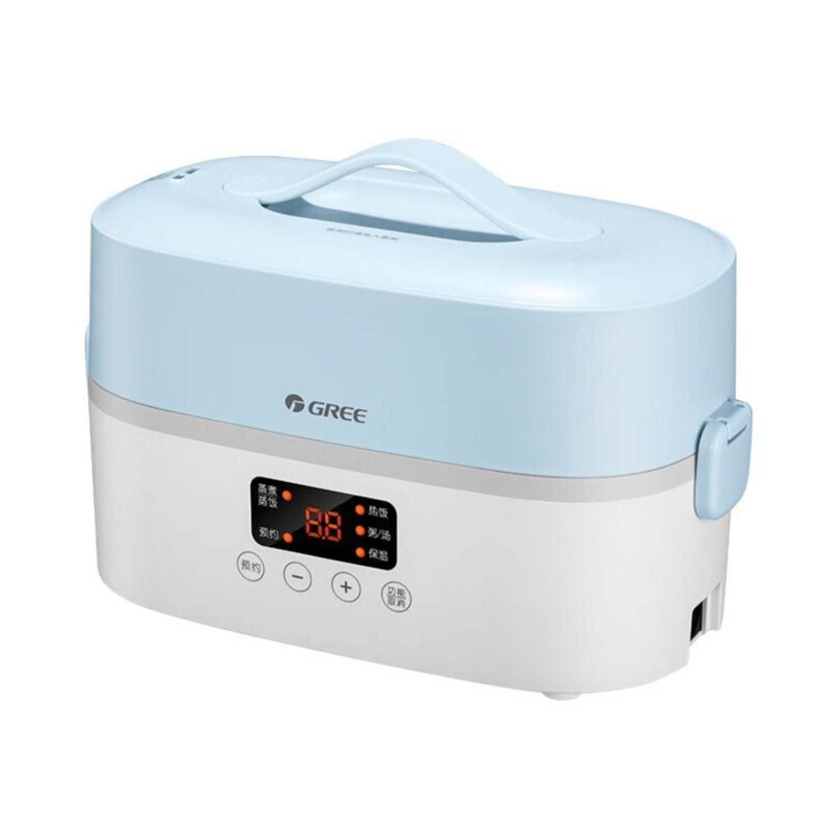 格力电热饭盒1.5L/升插电式加热饭盒上班族便携式双层热饭神器 304不锈钢电热保温饭盒 风信蓝DFH-1501Za高清大图