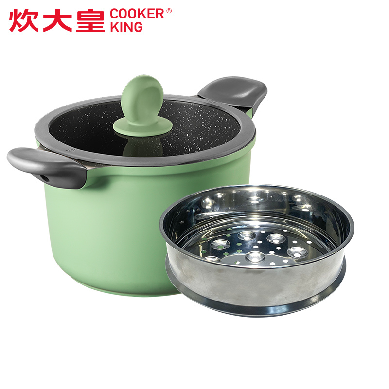 炊大皇竹青石不粘汤锅带蒸屉 22cmZQSZG