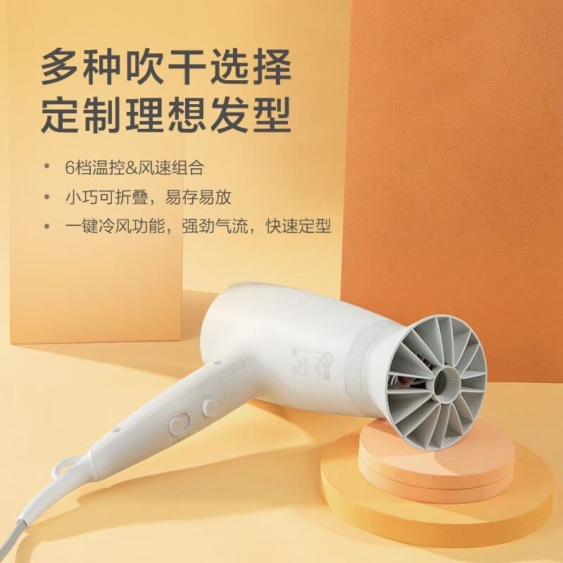 飞利浦(PHILIPS)吹风机元气小花筒家用大功率吹风筒可折叠恒温护发负离子吹风机 BHD378/05SN图片
