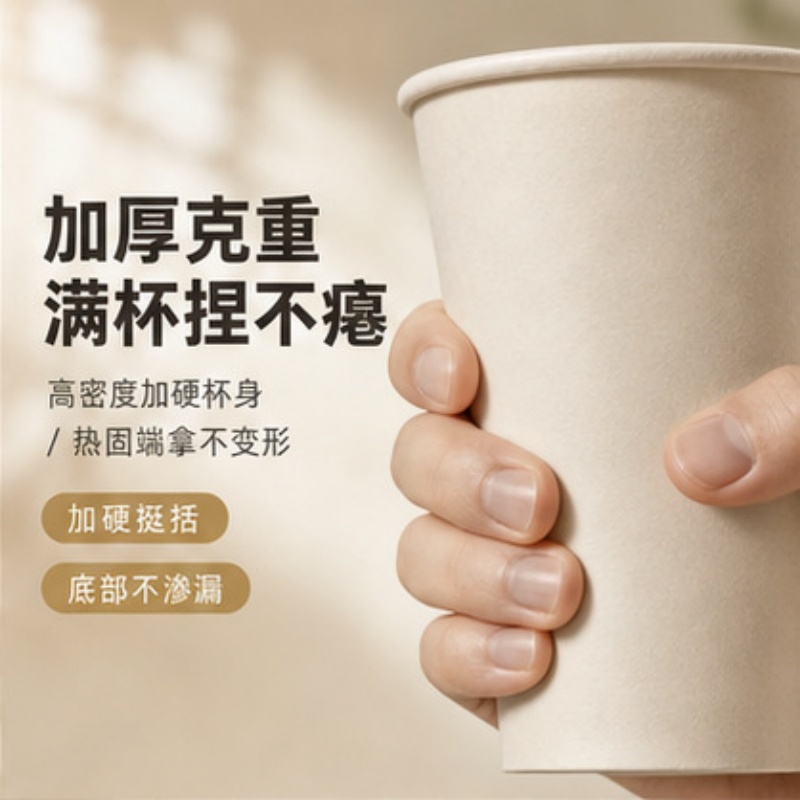 清河源 一次性杯子9盎司纸 加厚纸杯水杯 纯白(7AS220ML)100只高清大图