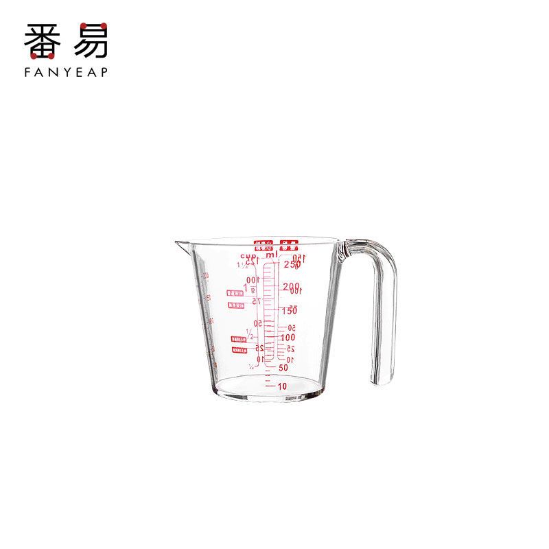 双刻度量杯烘焙奶茶店专用500ml毫升厨房面粉塑料计量克数杯家用 250ml 1个