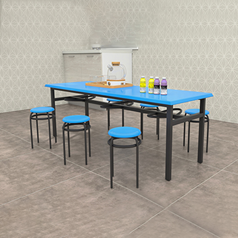 铭威顺玻璃钢冷轧钢餐桌学生食堂公司职员户外桌椅组合1.6米餐桌+6把椅高清大图