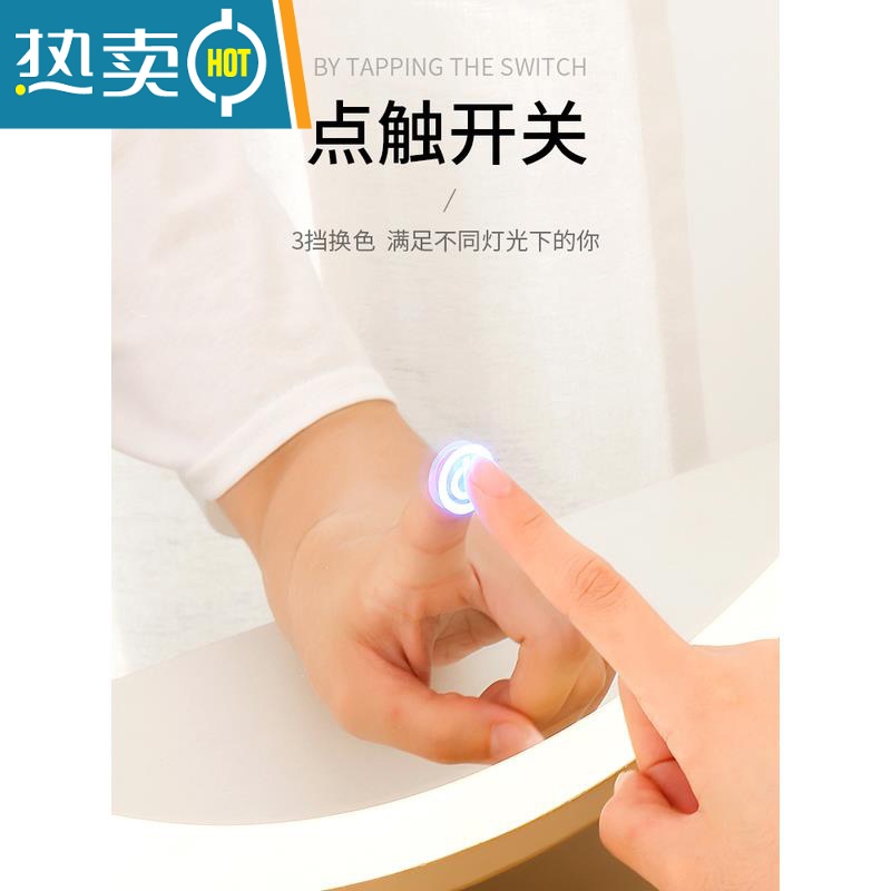 敬平梳妆台化妆镜子桌面台式带led灯补光灯家用宿舍网红大学生卫生间便携式用镜 30CM无灯基础款粉色高清大图