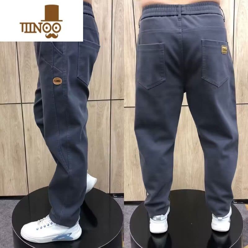 YANXU加肥加大男士牛仔裤夏季宽松弹力百搭直筒裤哈伦耐磨肥佬休闲裤子图片