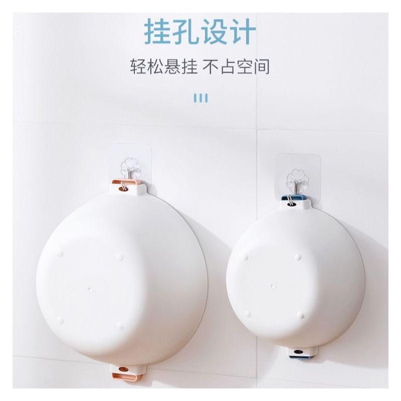 双层网红水果盆沥水篮创意厨房漏水淘菜盆洗水果圆形洗菜篮子|深蓝 小号(17.0*19.5*7.5)