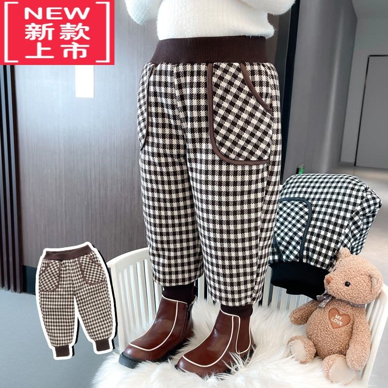 可莉允女童加绒裤子2022新款儿童洋气保暖休闲裤宝宝棉裤冬季加厚外穿保暖裤图片