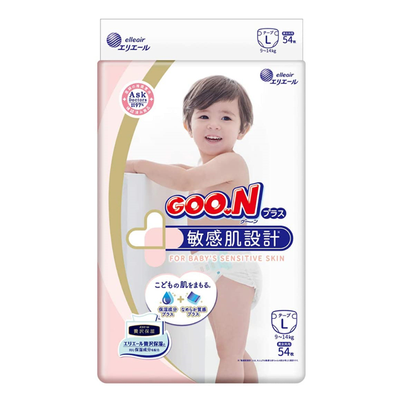 GOO.N 大王敏感肌 宝宝保湿尿不湿纸尿裤L54