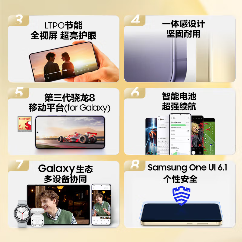 三星Galaxy S24 秘矿紫 12GB+256GB 超视觉影像 第三代骁龙8芯 5G AI手机高清大图