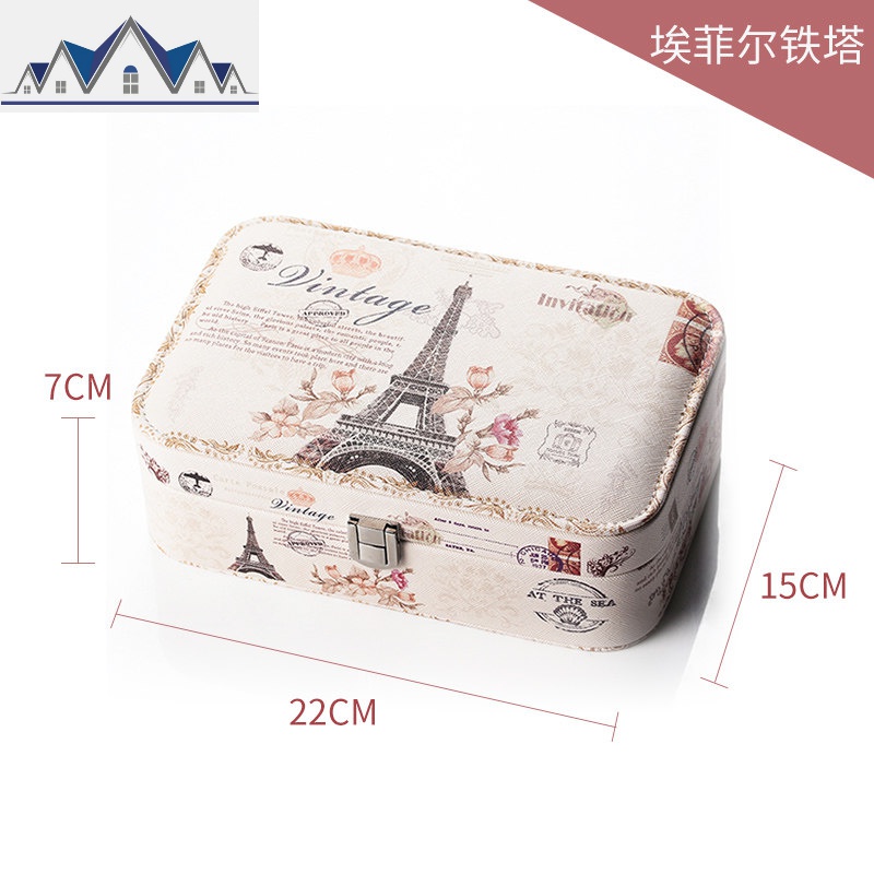 欧式皮革首饰收纳盒家用耳环耳钉戒指手表饰品整理盒子大容量防尘 三维工匠高清大图