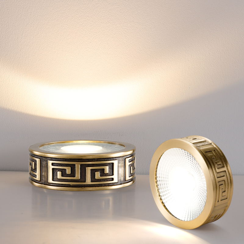 全铜新中式明装筒灯led超薄免开孔背景天花灯孔灯玄关过道铜射灯