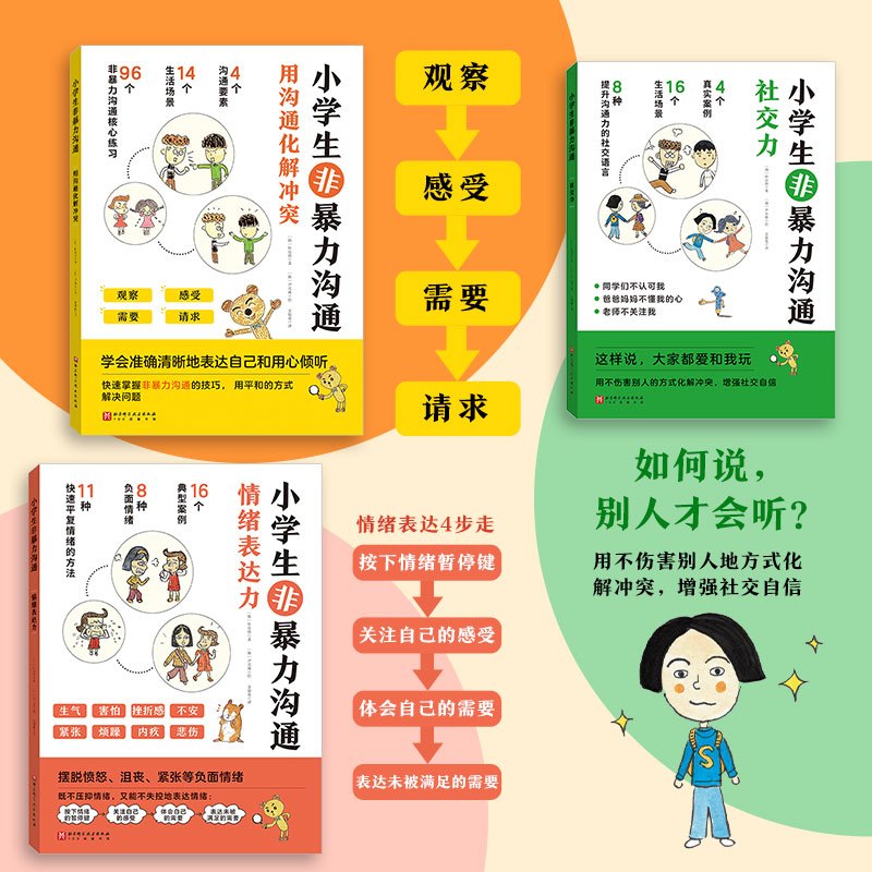 小学生非暴力沟通 [正版]小学生非暴力沟通全套3册6-8-10-12岁掌握非暴力沟通技能用心倾听勇敢表达学会表达自己的需