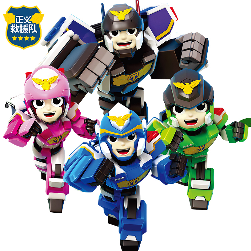 庄臣正义救援队玩具男孩儿童变形玩具金刚机器人警车托雷童童施恩正义