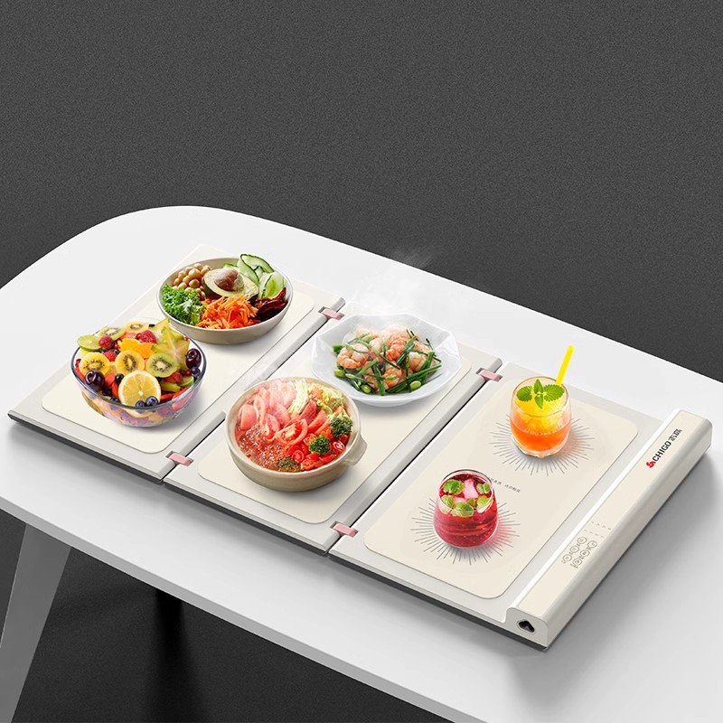 志高折叠分区暖菜板多功能饭菜保温板餐桌热菜板热菜神器家用加热 白色可折叠[分区控温]高清大图