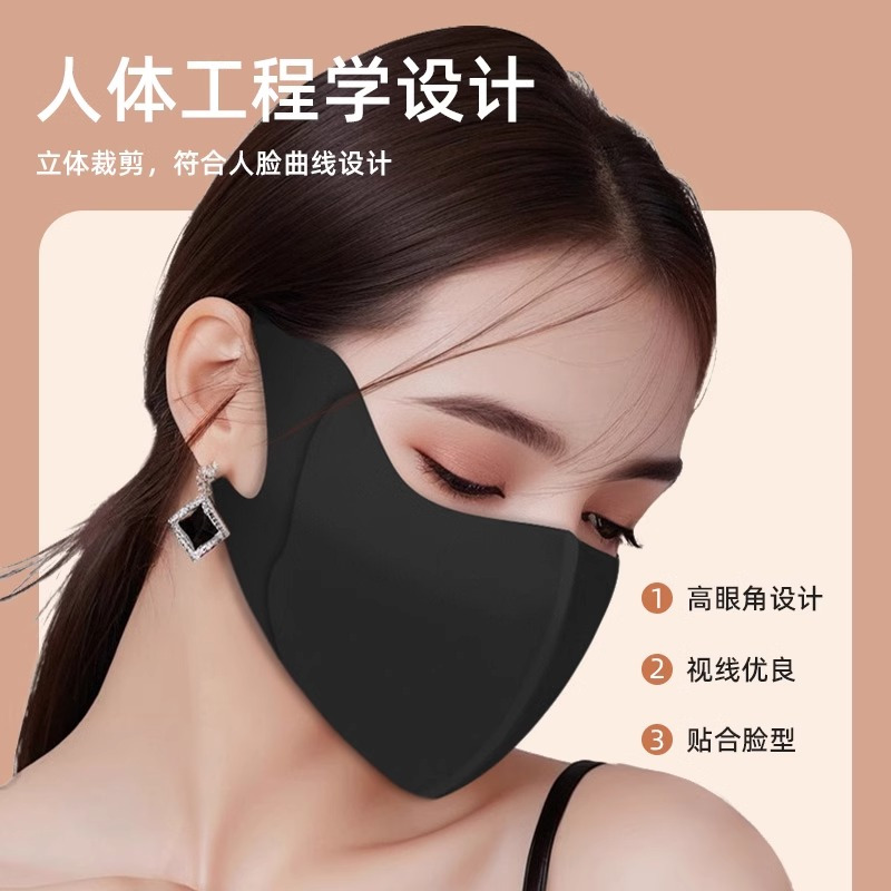 三个装[灰+灰+灰]亲肤绒保暖口罩 [正版]秋冬保暖护眼角口罩女3d立体无痕冰丝防晒面罩防紫外线透气显脸小