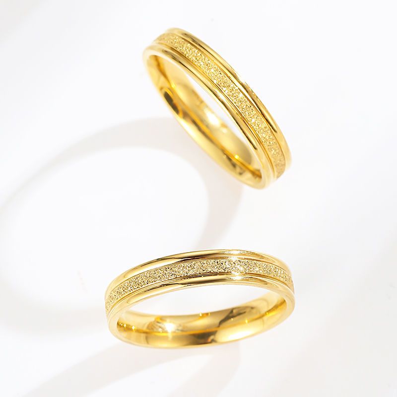 钛钢戒指女款ins不掉色素圈金色戒指女不掉色防过敏气质潮 [镀真金