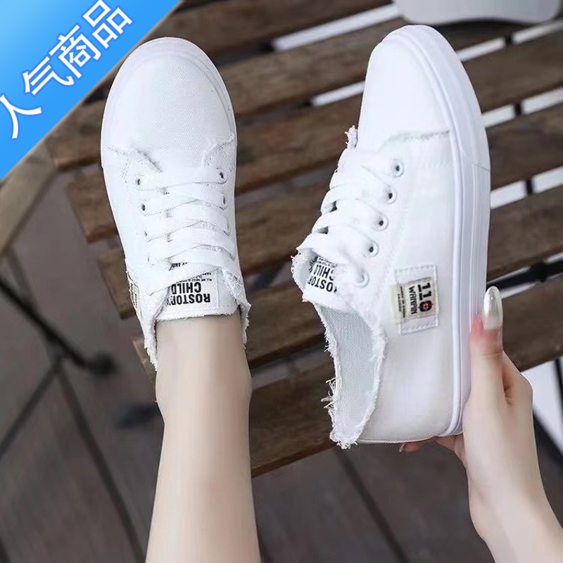 SUNTEK帆布鞋女学生韩版2023夏季新款时尚百搭休闲板鞋舒适 ins潮小白鞋高清大图