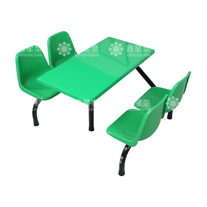 鑫星奈 XXN4040849 玻璃钢餐桌椅组合食堂连体餐桌椅钢架靠背款