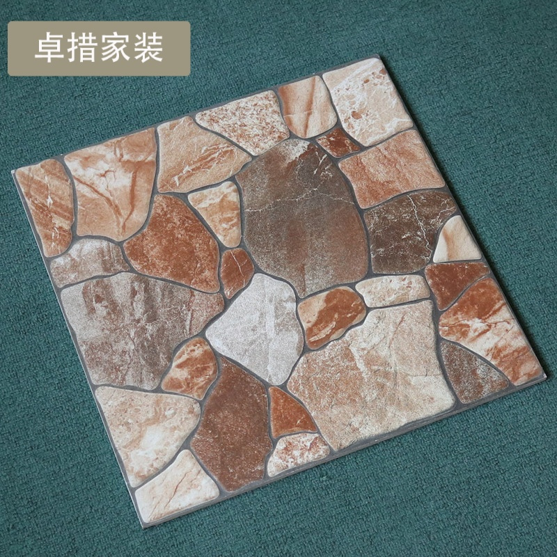 仿古瓷砖400x400室外走廊鹅卵石拼花地砖厨卫阳台防滑耐磨地板砖壹德