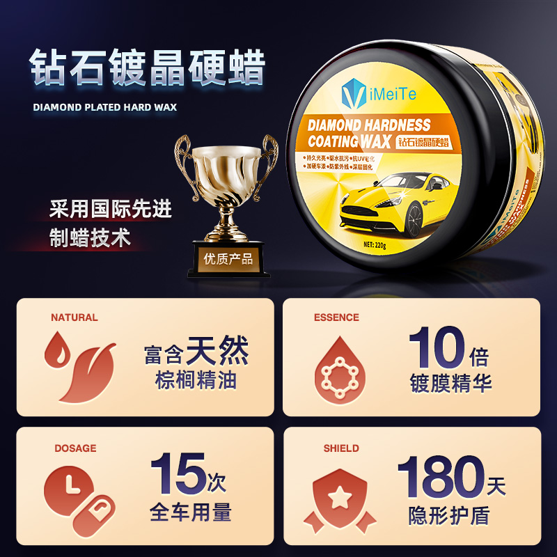 [补贴10%]镀晶汽车蜡车漆抛光养护上光打蜡黑白色银灰红色通用镀膜专用高清大图