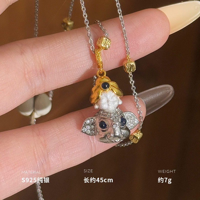 925纯银普贤菩萨项链女锁骨链小众设计创意高级感新约7g BCX5567
