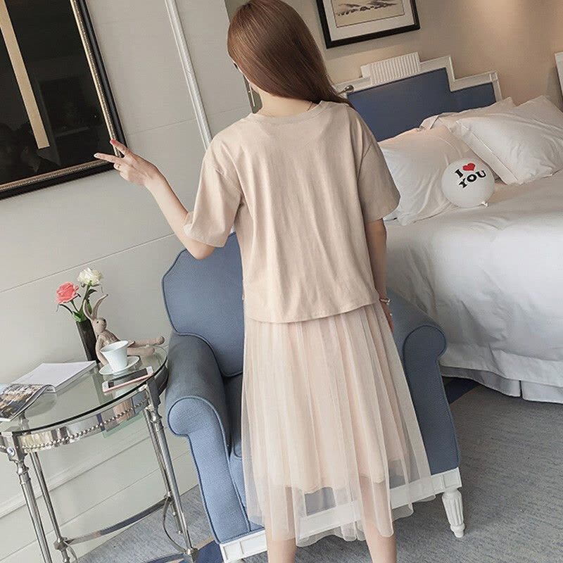 迪鲁奥(DILUAO)孕妇哺乳装2021夏季新款孕妈时尚外出背心裙+短袖印花T两件套图片