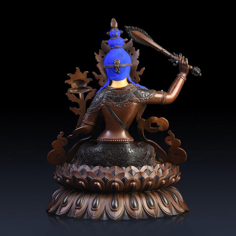 美帮汇文殊普萨佛像 铜文殊菩萨摆件藏传佛教密宗画脸开脸高清大图