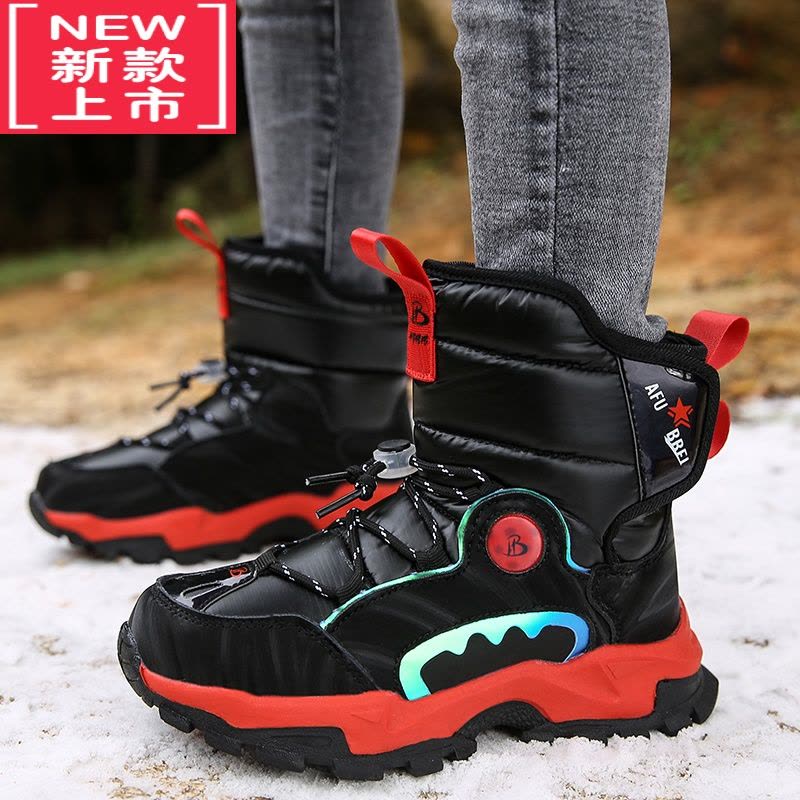 可莉允东北大棉鞋男童儿童雪地靴防滑2022冬中大童加绒加厚户外雪地鞋女图片