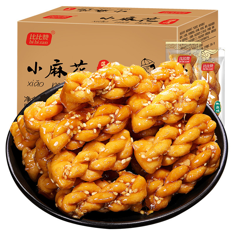 [满199减125元]比比赞小麻花混合味1000g整箱零食传统糕点小吃网红好吃的排行榜饼干小袋装充饥夜宵休闲食品