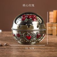 欧式烟灰缸大号防摔客厅家用防风带盖茶几创意个性金属装饰烟灰缸