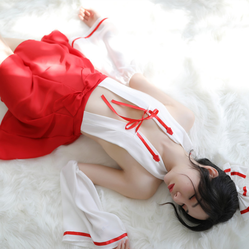 长夜漫漫 情趣内衣日式和服女巫装百褶裙套装夜店制服露背开档绑带免脱透视诱惑睡裙女式情趣睡衣私密成人性用品高清大图