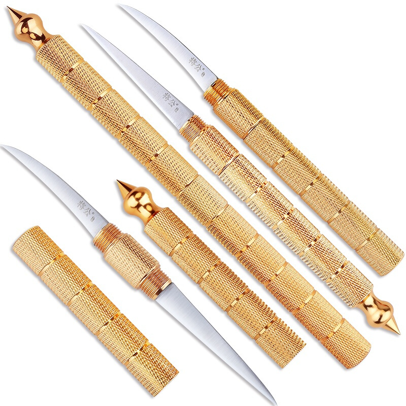 将公泰式厨房水果刻刀不锈钢双头弯刀酒店吧台水果拼盘花主刀 拓进