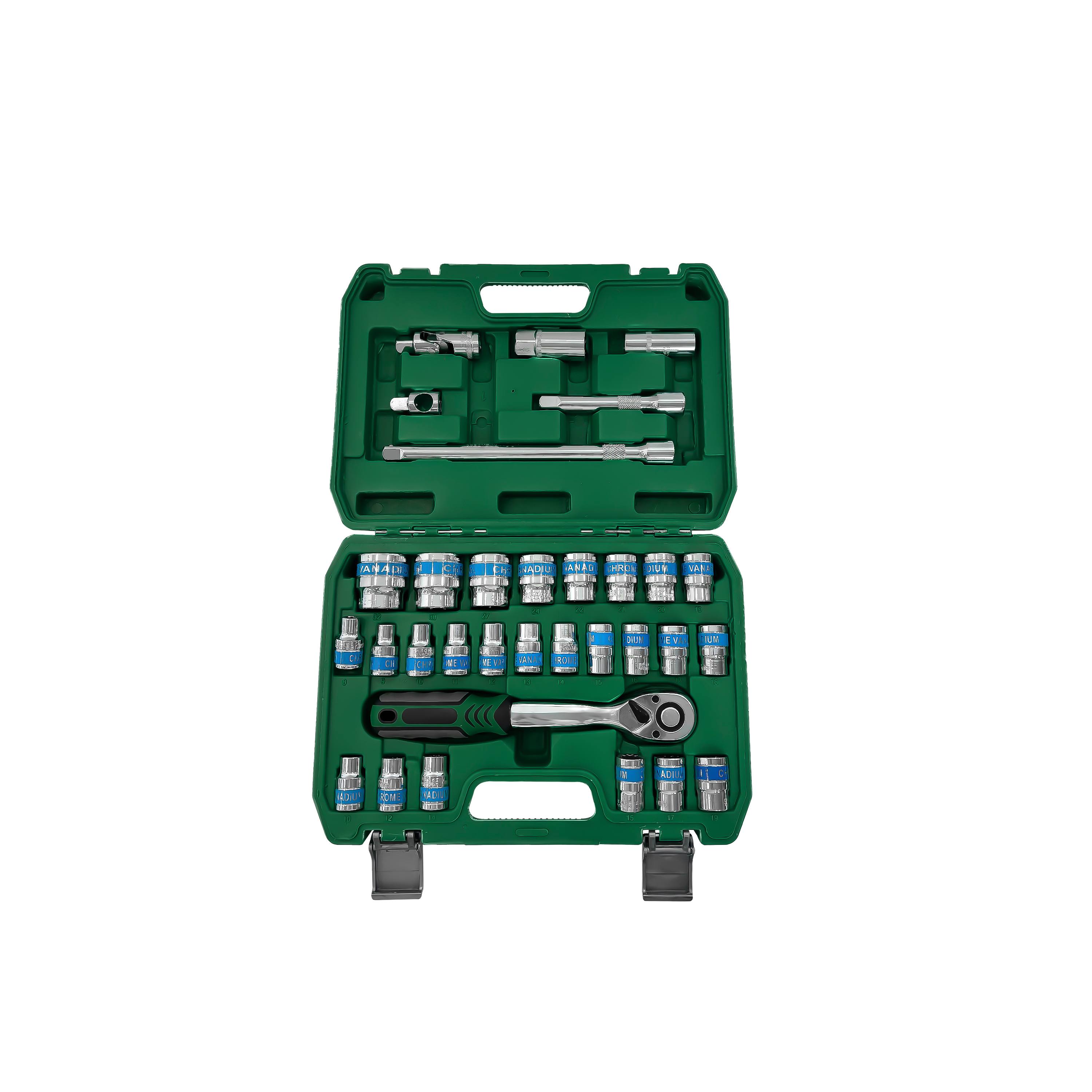 冰将 72齿绿盒蓝带32件套筒扳手 32件套 盒高清大图