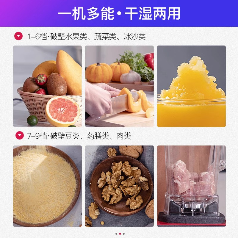 打碎豆浆粉碎机时光旧巷家用研磨粉超细破壁柞咂扎榨汁机干湿两用绞肉搅拌辅食料理机 红色