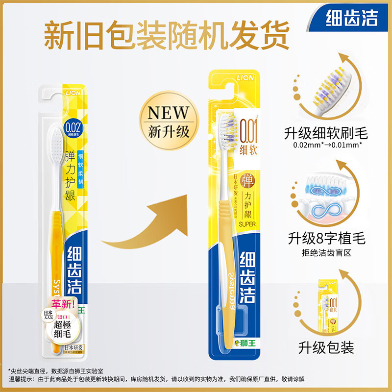 狮王 细齿洁弹力护龈牙刷2支装