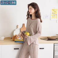 新款睡衣女秋长袖简约家居服套装宽松阔腿长裤女人居家服春