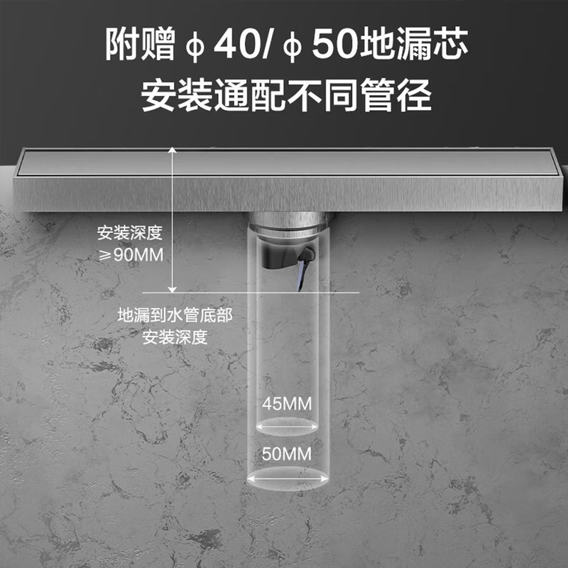 九牧（JOMOO）长条地漏卫生间浴室淋浴房大排量铜长方形地漏92517-HBS-1高清大图