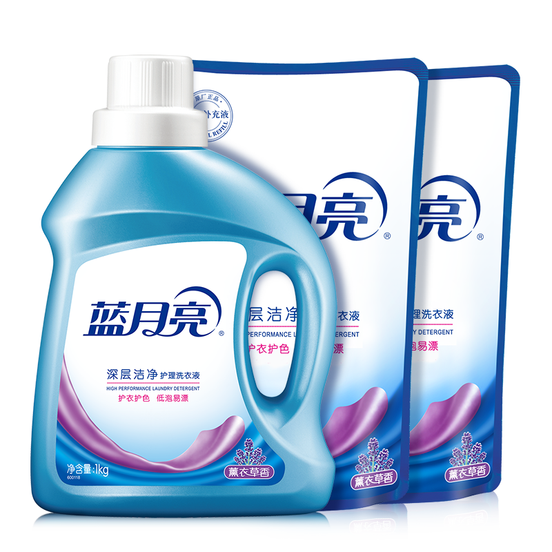 蓝月亮洗衣液 洁净洗衣液 薰衣草香 瓶袋组合 深层洁净6斤装1kg*1瓶+1kg*2袋