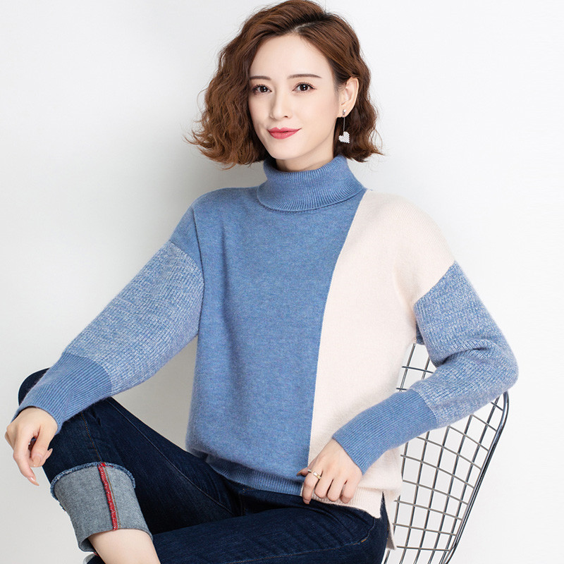 免费试穿2020冬季新款半高圆领羊绒衫女纯色毛衣女修身加厚打底衫轻熟