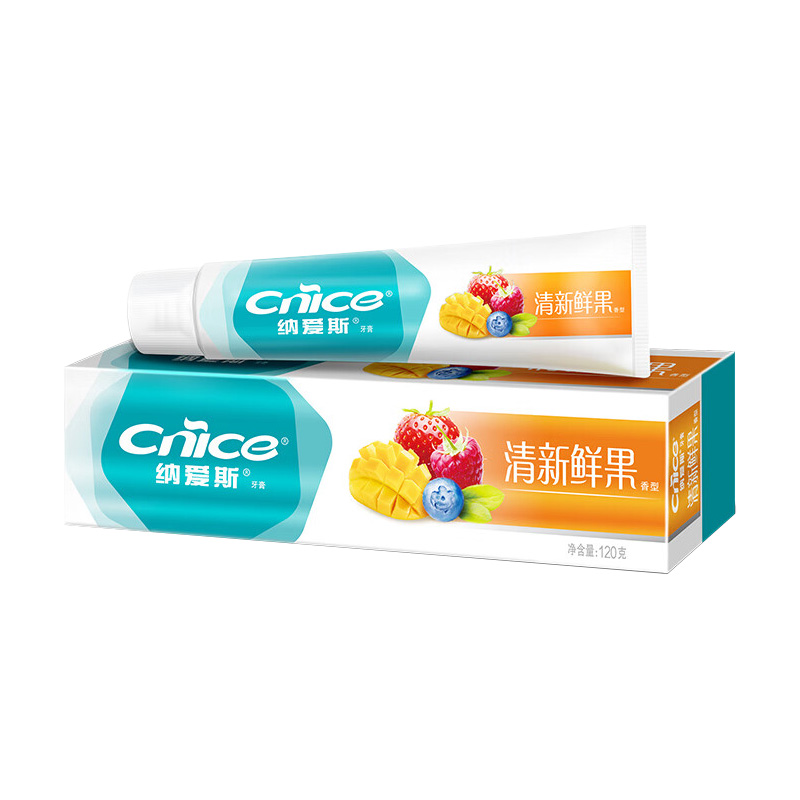 纳爱斯牙膏洁白去除牙渍清新鲜果香型120g*48支(包装随机)