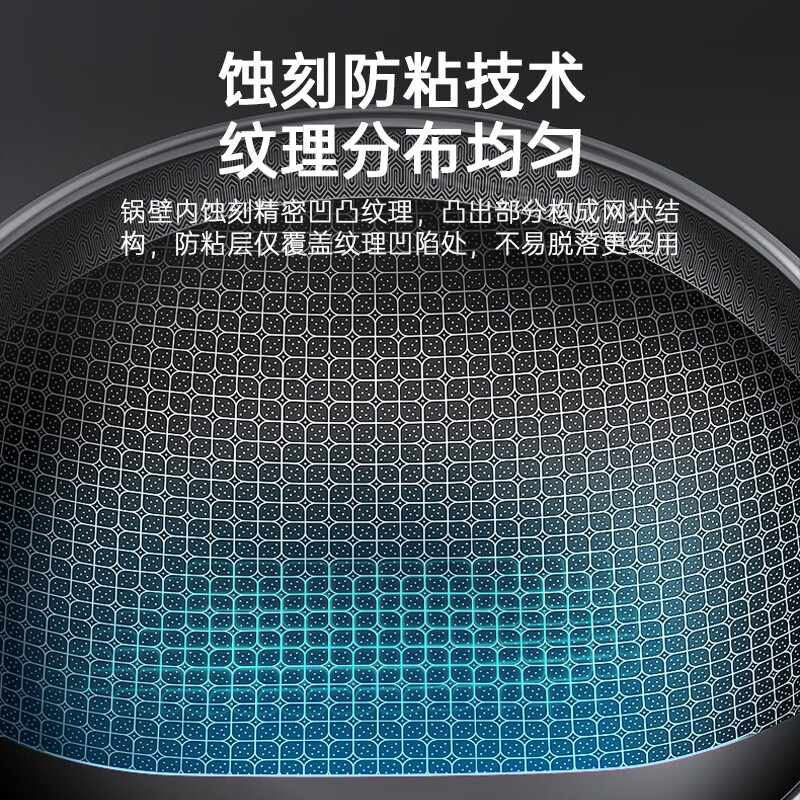 康巴赫炒锅不粘锅不锈钢蜂窝炒菜锅平底煎炒锅少油烟电磁炉燃气灶通用锅+蒸笼32cm高清大图