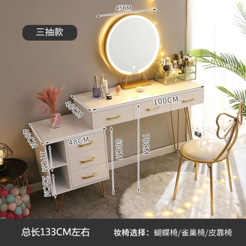 北欧梳妆台网红ins风卧室现代简约小户型抖音化妆桌经济型化妆台高清大图